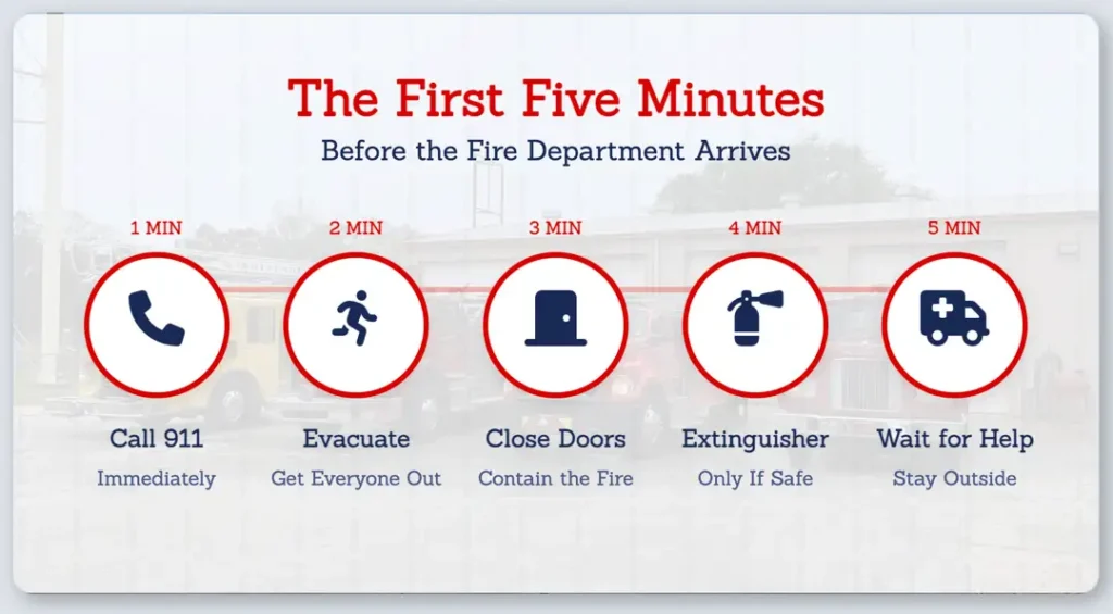 first five minutes before fire department arrives