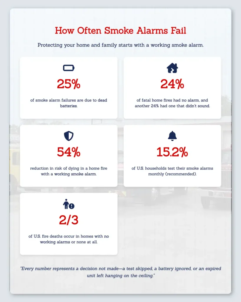 how often smoke alarms fail infographic