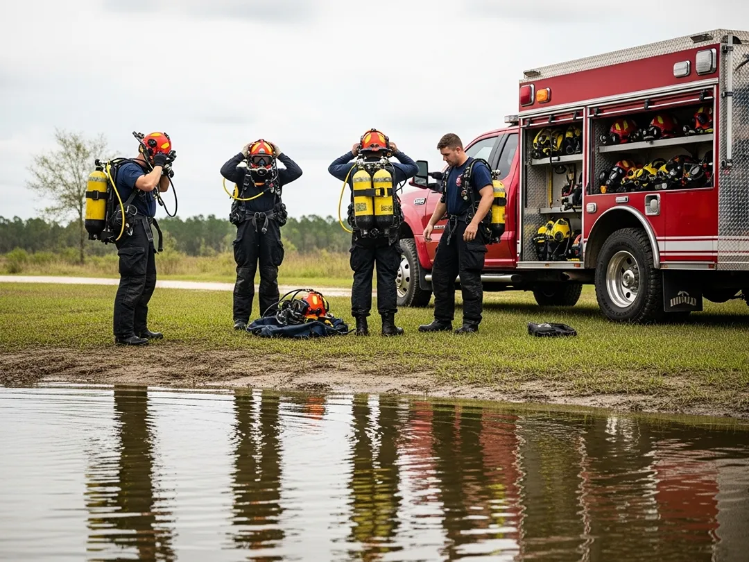 independence vfd dive team preparing for dive