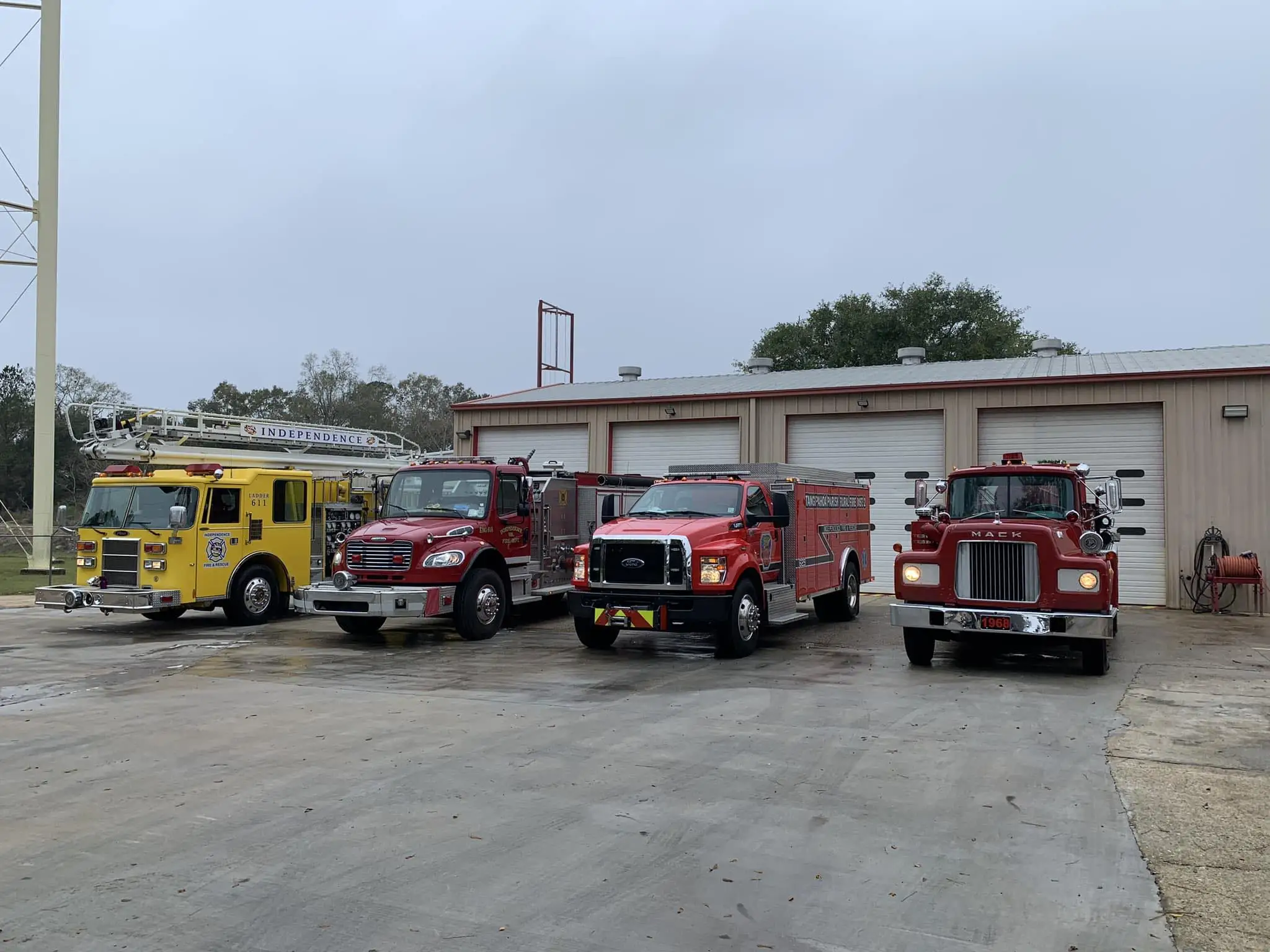 independence volunteer fire department trucks on apron
